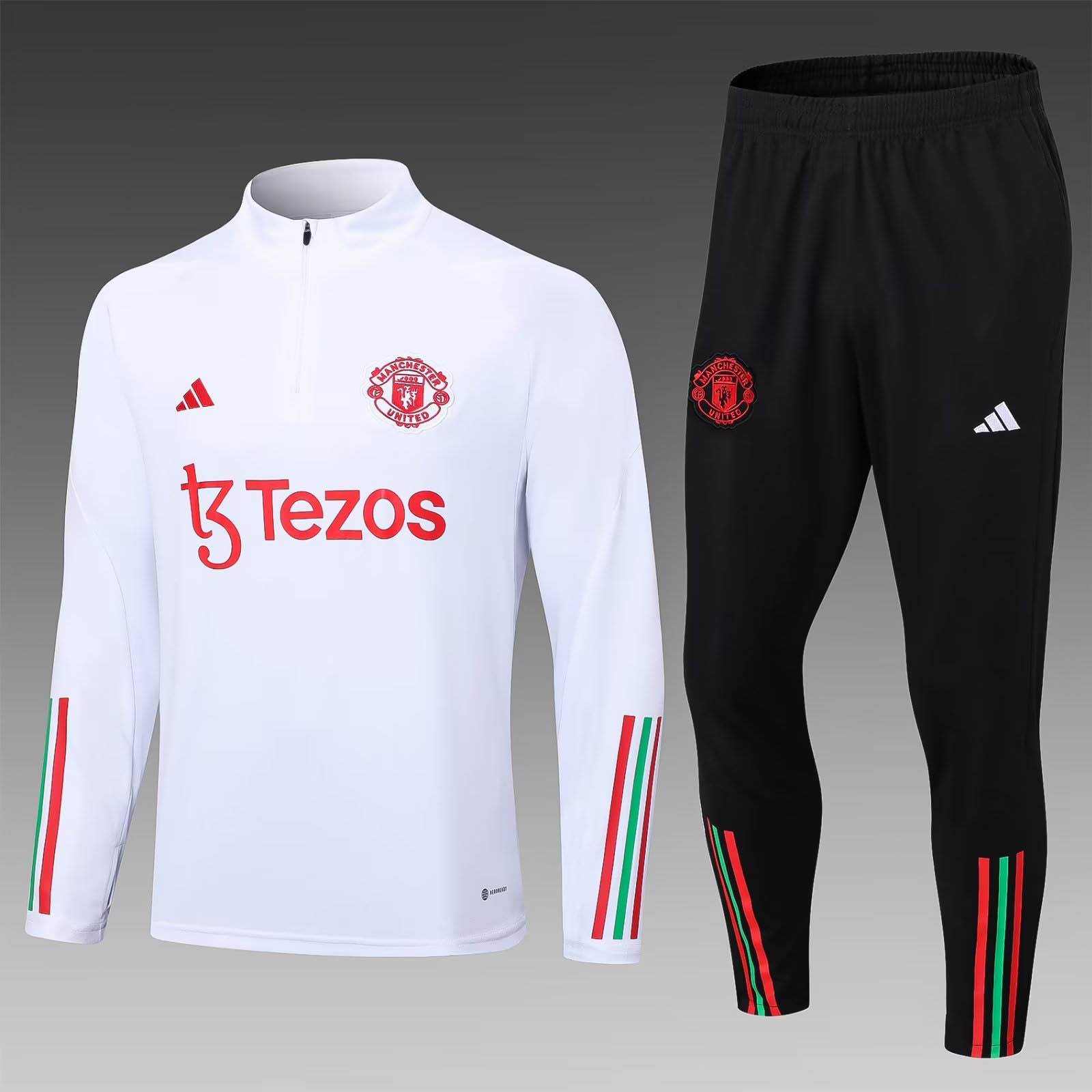 2023/2024 Manchester United Half-Pull Training Suit White Football Shirt 1:1 Thai Quality Set:football jersey mysite: unitedjerseyfootball 邓江浪:football