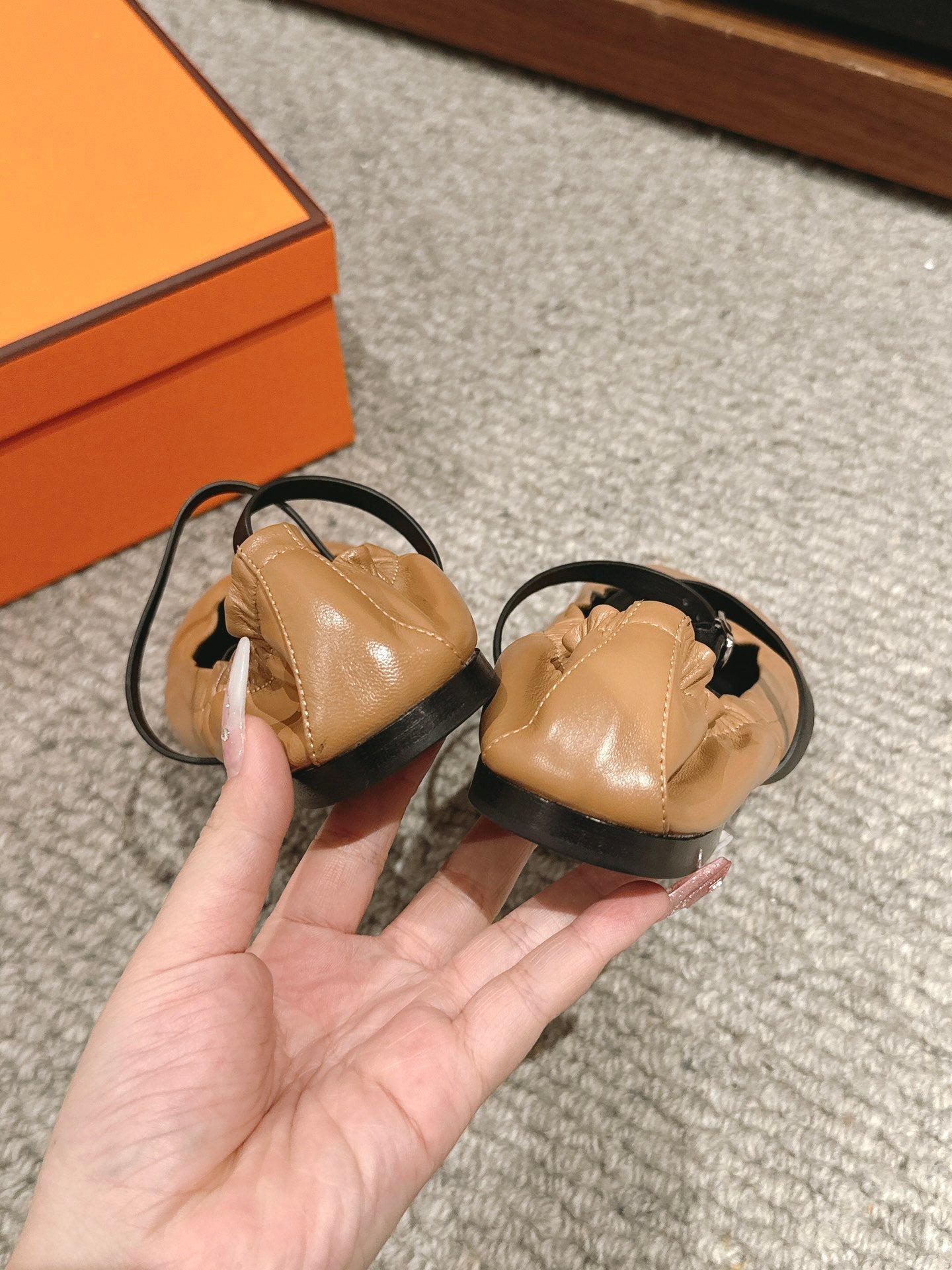 BALLERINA BALLET FLAT BRIGHT BROWN LAMBSKIN、mysite、Cacoeks