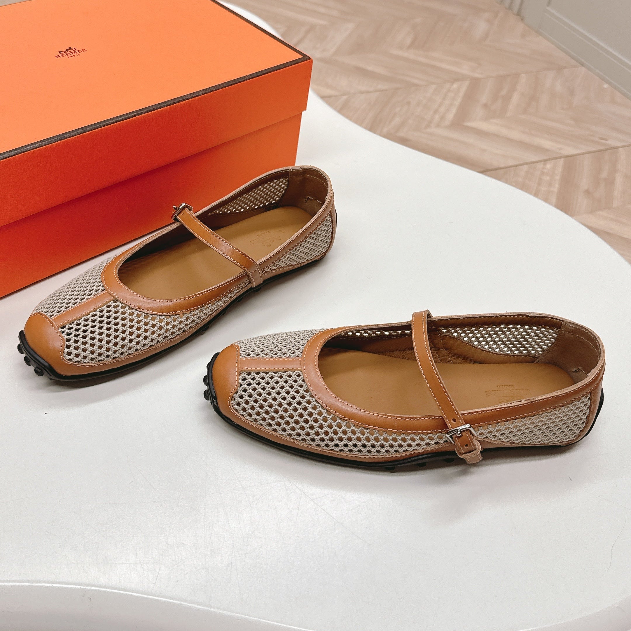 KICHU BALLET FLAT IN BRONZE BROWN CROCHET KNIT AND CALFSKIN、mysite、Cacoeks