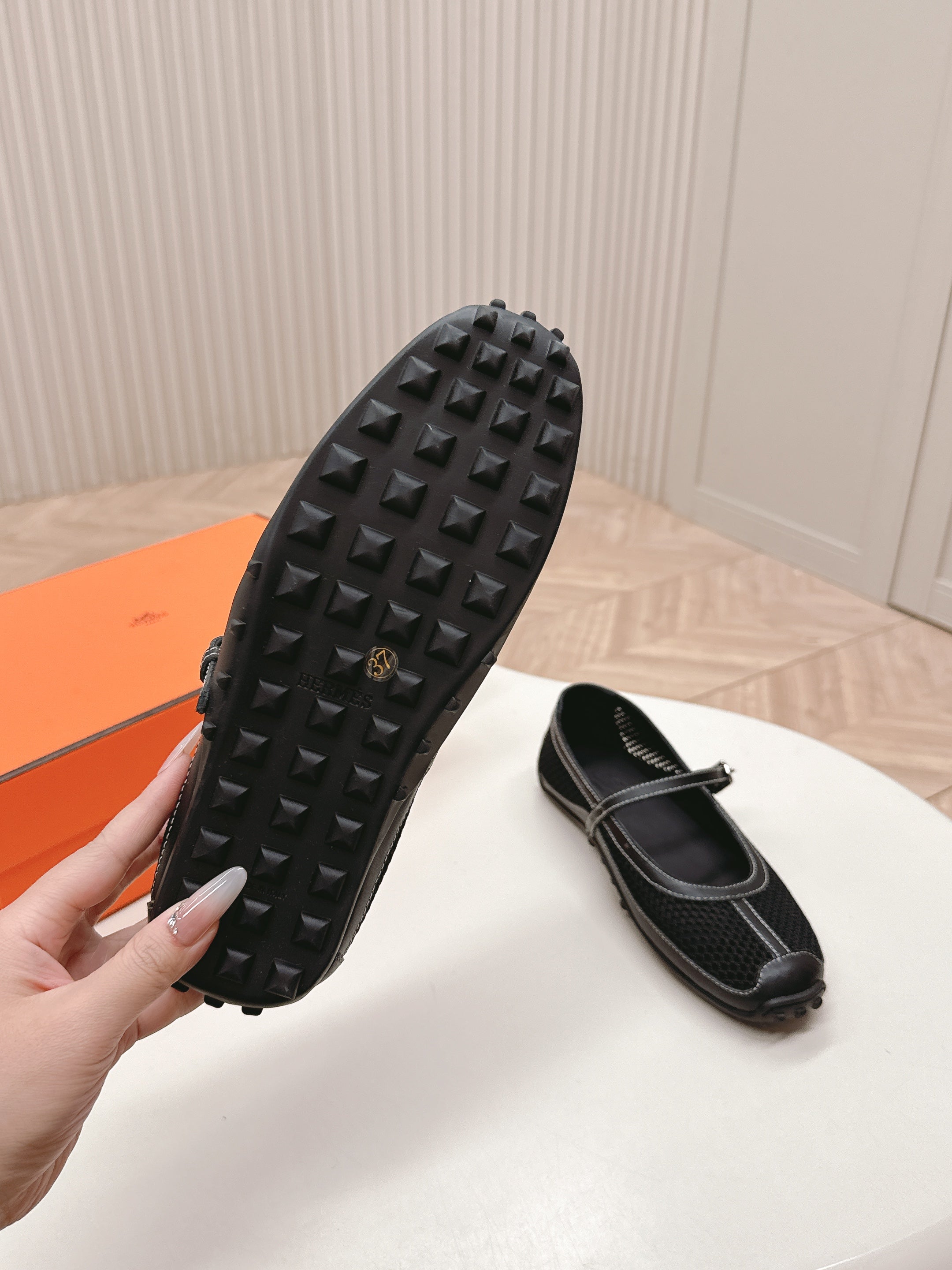 KICHU BALLET FLAT IN BLACK CROCHET KNIT AND CALFSKIN、mysite、Cacoeks