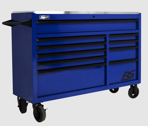 Blue Homak 54 RS Pro Rolling Cabinet With Multiple Drawers And Casters