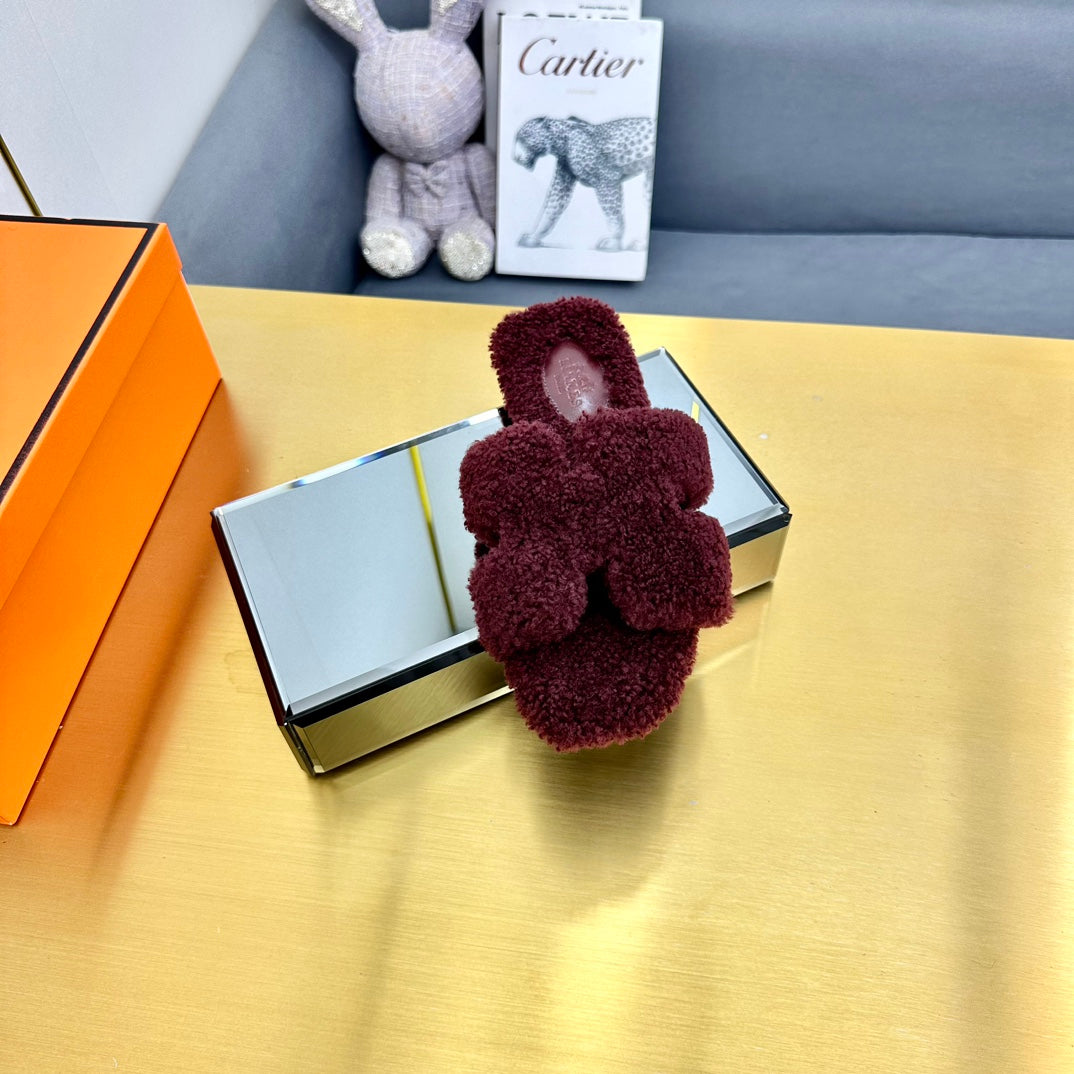 0RAN SHEARLING SANDALS MAHOGANY RED、mysite、Cacoeks