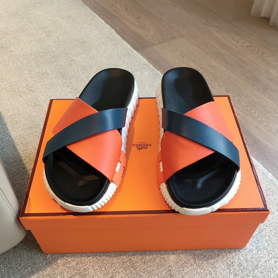 INFRA SANDAL BLACK MIX ORANGE CALFSKIN、mysite、Cacoeks