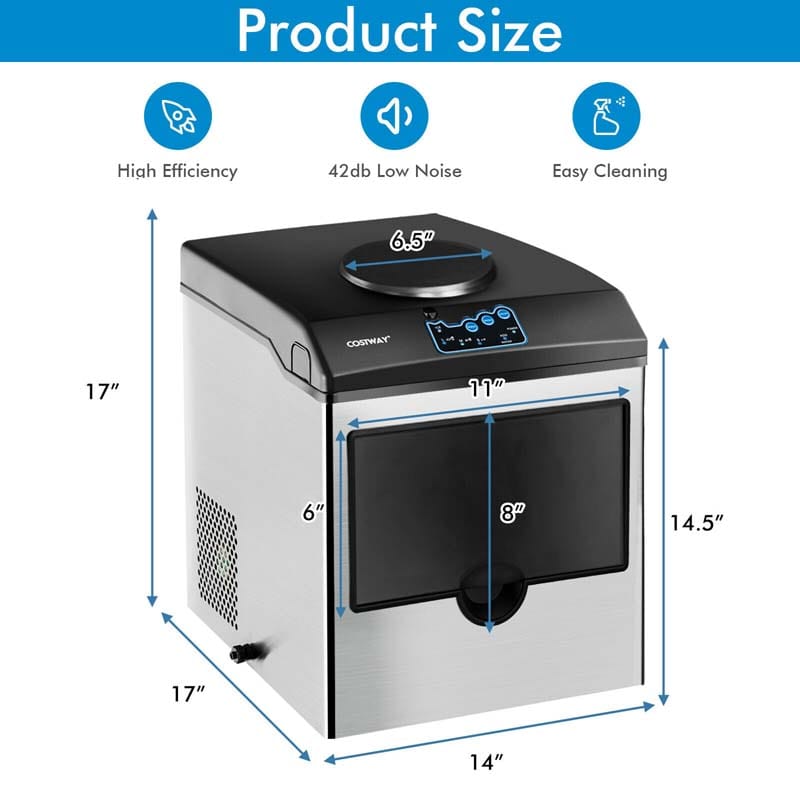 Eletriclife 2-in-1 Stainless Steel Countertop Ice Maker with Water Dispenser