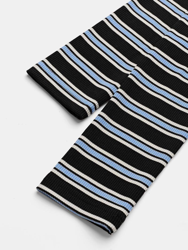 Women's Casual Colorblock Striped Long Sleeve Top & Loose-Fit Pants Set, Perfect for Holidays, Commuting, Daily Wear