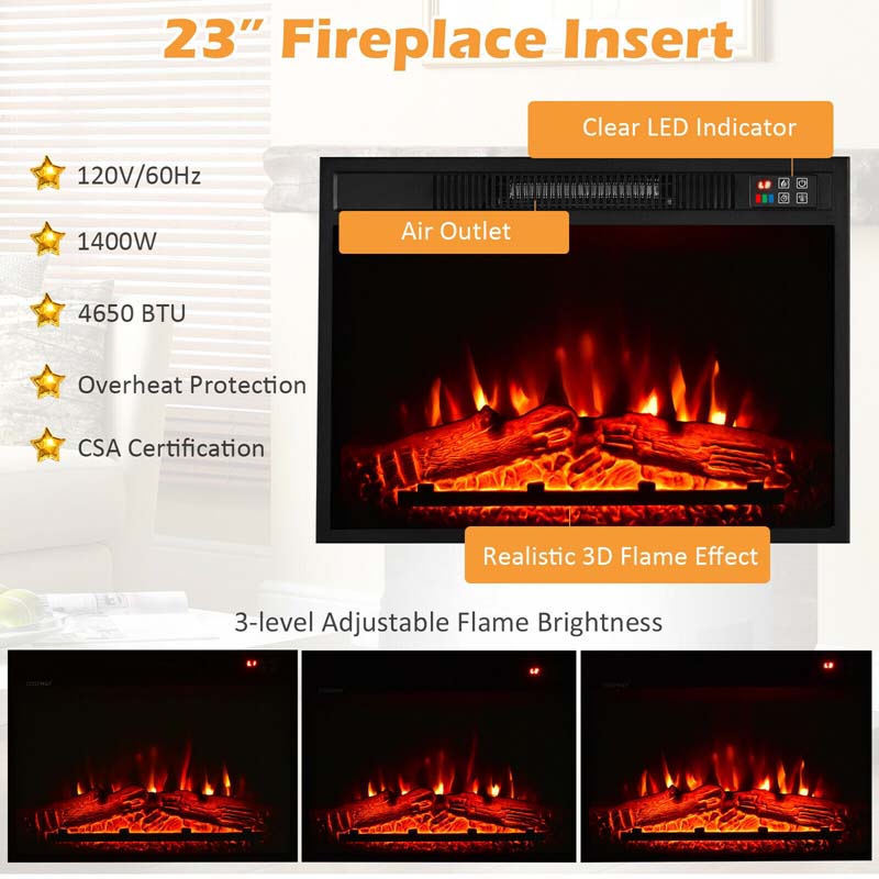 Eletriclife Fireplace TV Stand with 1400W Electric Fireplace