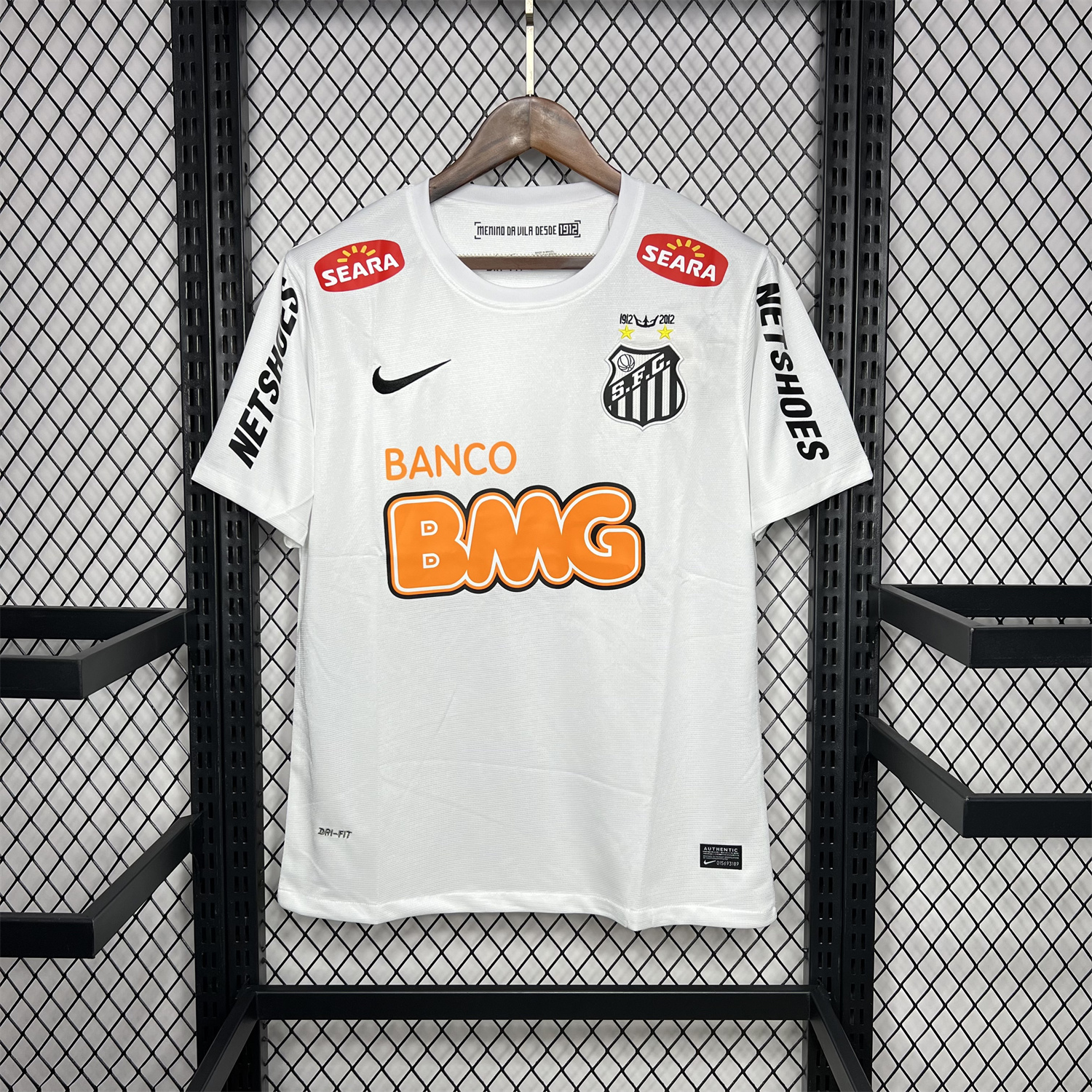 foot-Retro Santos 2012 Centennial Home Jersey with SEARA Sponsor Patch