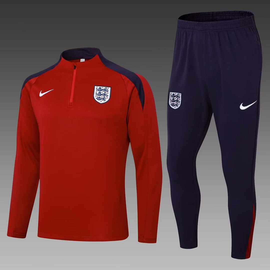 2024 England Half-Pull Training Suit Date red Soccer Jersey Set-mysite Custom Football Kit- Nextkits
