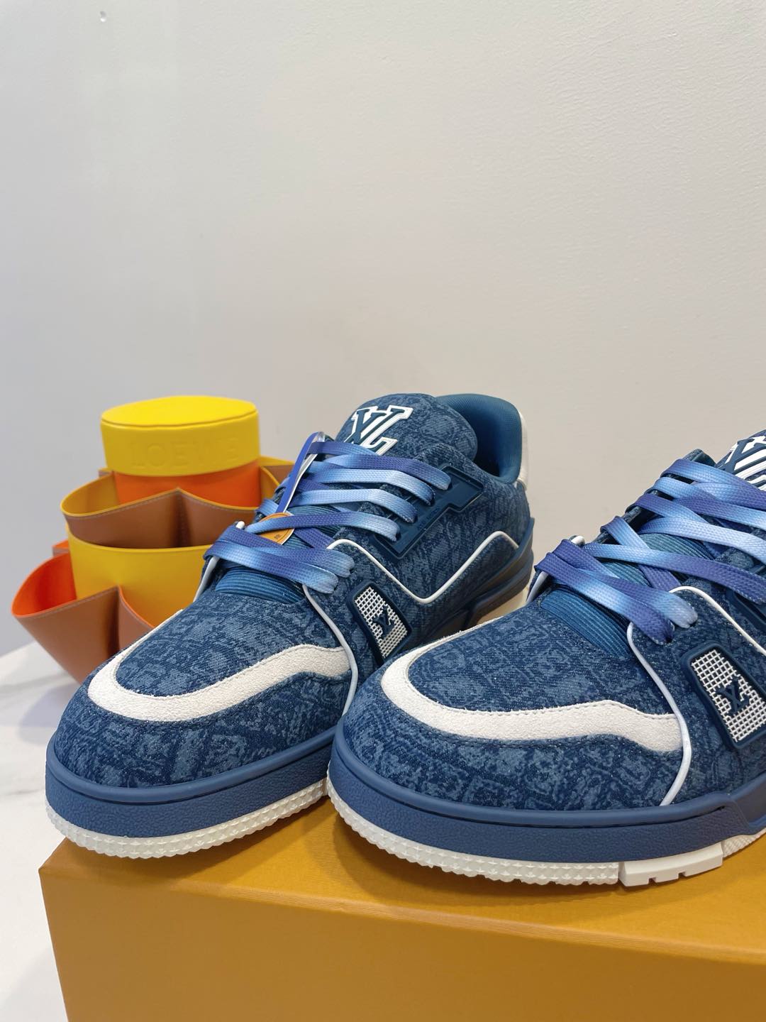 TRAINER SNEAKER IN CLASSIC BLUE MONOGRAM DENIM FABRIC、mysite、Cacoeks