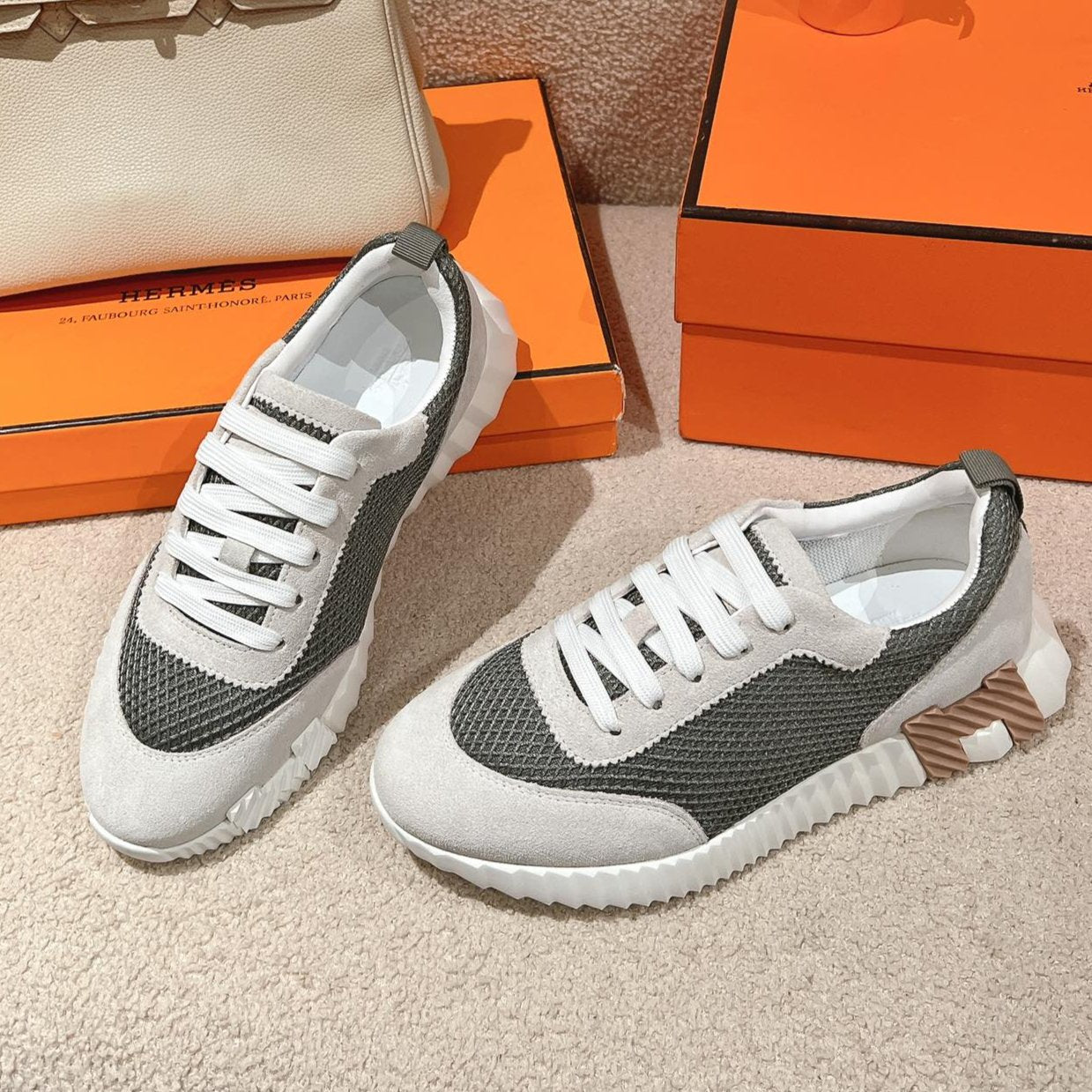 MAINLAND SNEAKER IN PALE GRAY SUEDE AND SMOKE GRAY BREATHABLE MESH FABRIC、mysite、Cacoeks