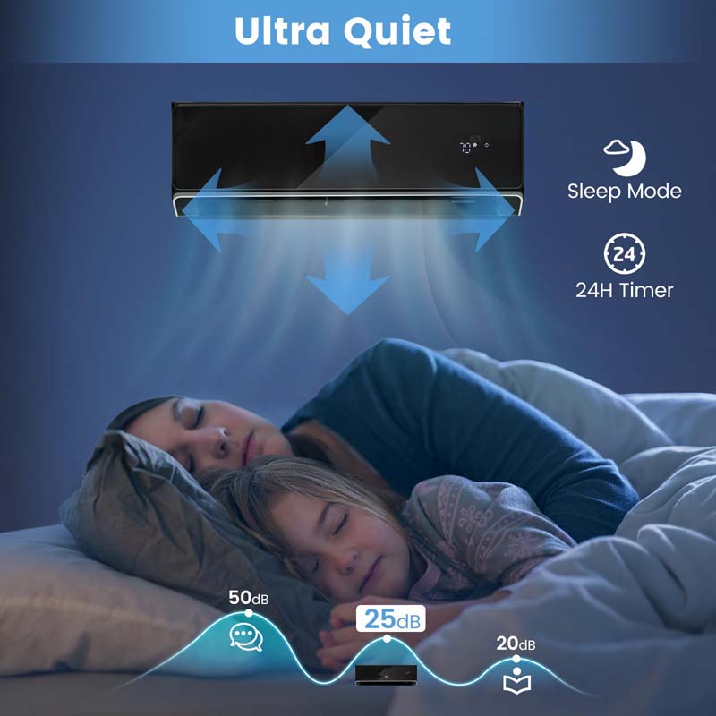 Eletriclife 12000 BTU 22 SEER2 208-230V Wifi Enabled Mini Split Air Conditioner and Heater with Alexa