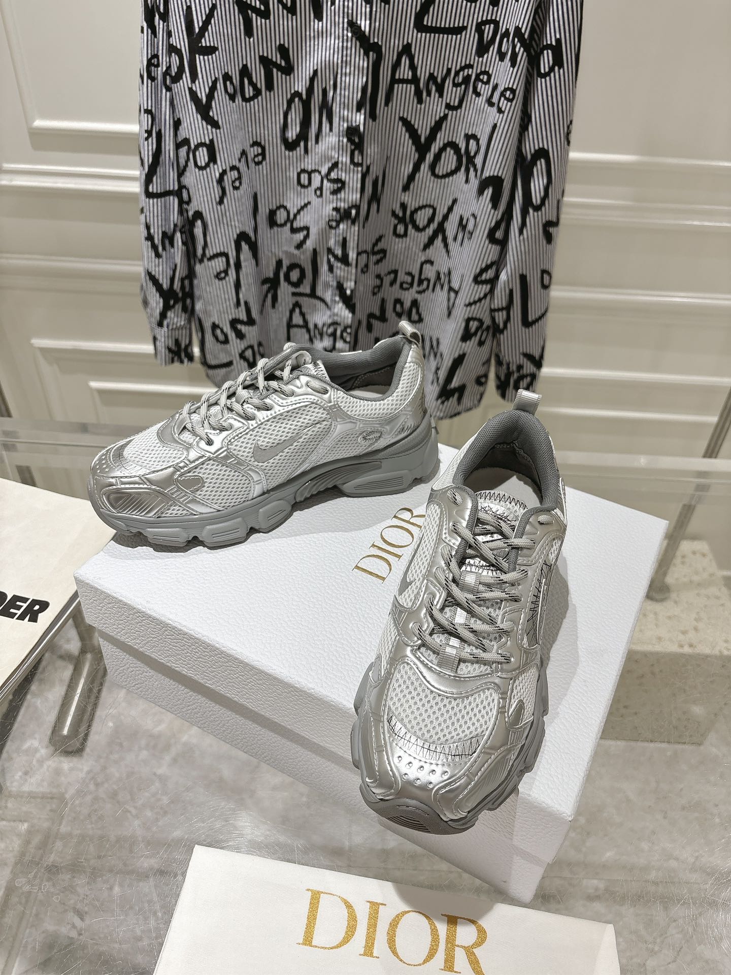 DIOR 25S CHRONO SNEAKER 45MM IN MESH WITH SILVER CALFSKIN、mysite、Cacoeks