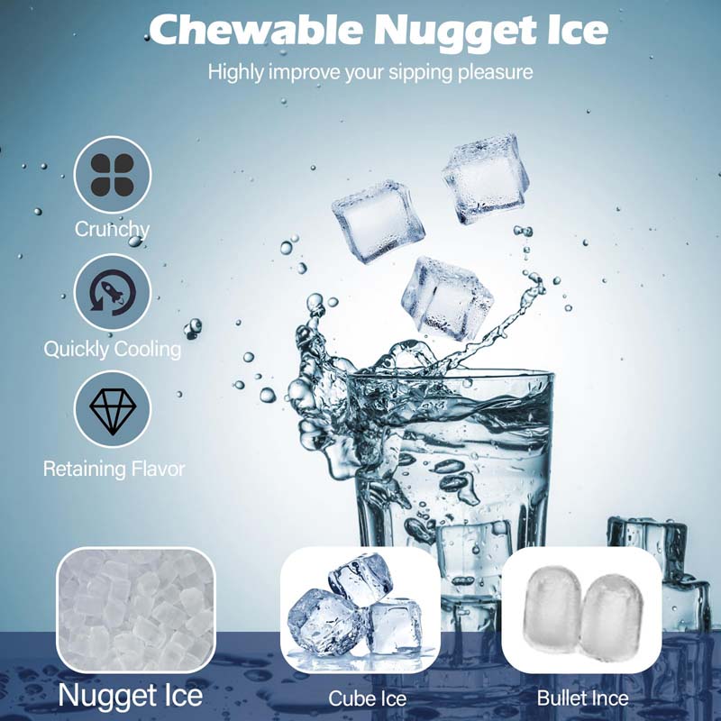 Eletriclife Self Dispensing Nugget Ice Maker Countertop with Soft Chewable Pellet Ice Cubes