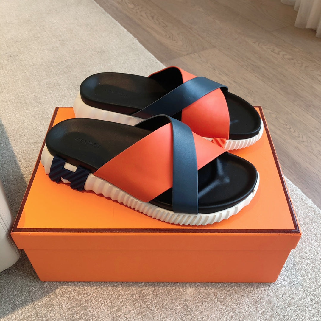 INFRA SANDAL BLACK MIX ORANGE CALFSKIN、mysite、Cacoeks