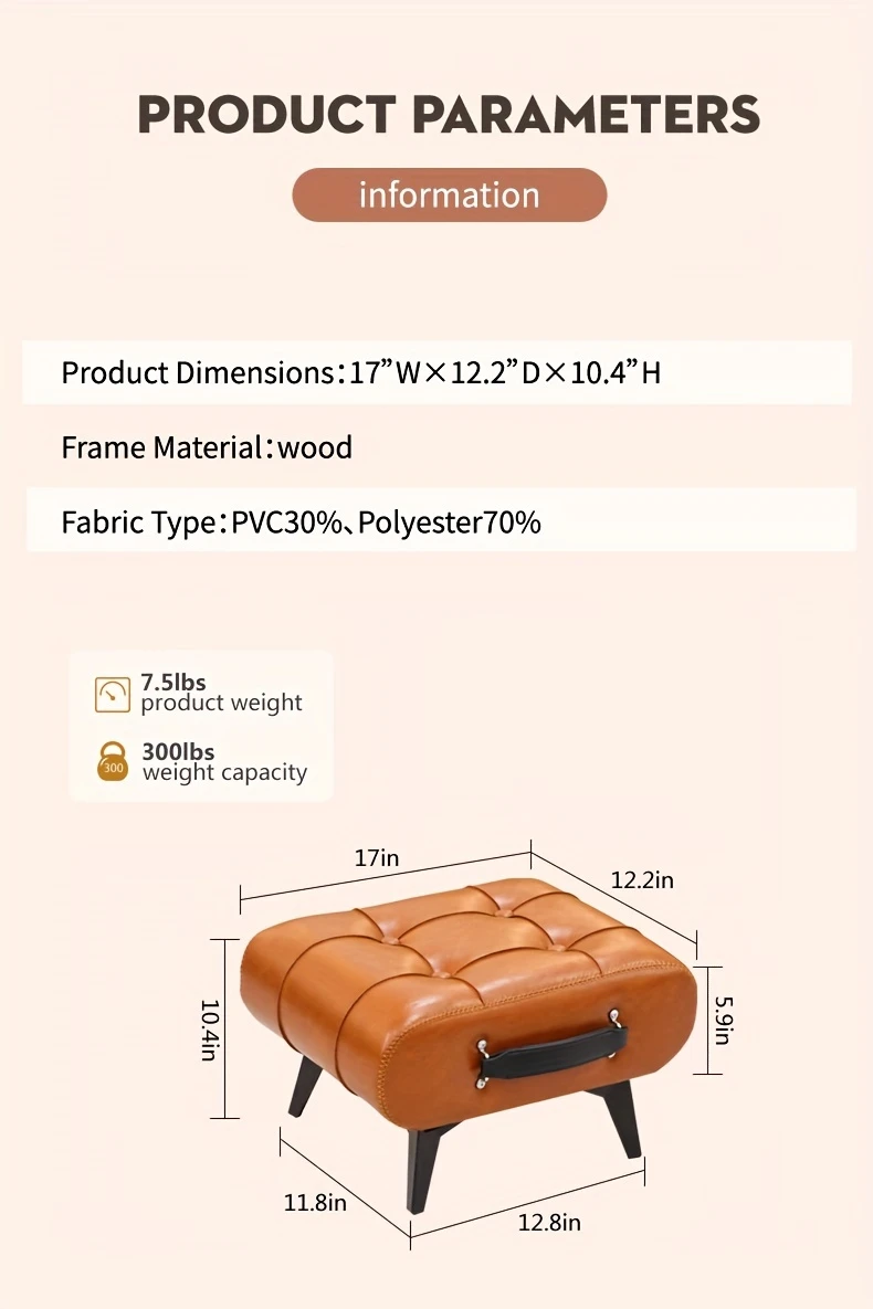 1pc high quality oil wax leather low stools footstools leather padded footstools stylish versatile for sofa end shoe changing stools for living rooms foyers entrance bedroom home decor furniture furniture for home details 6