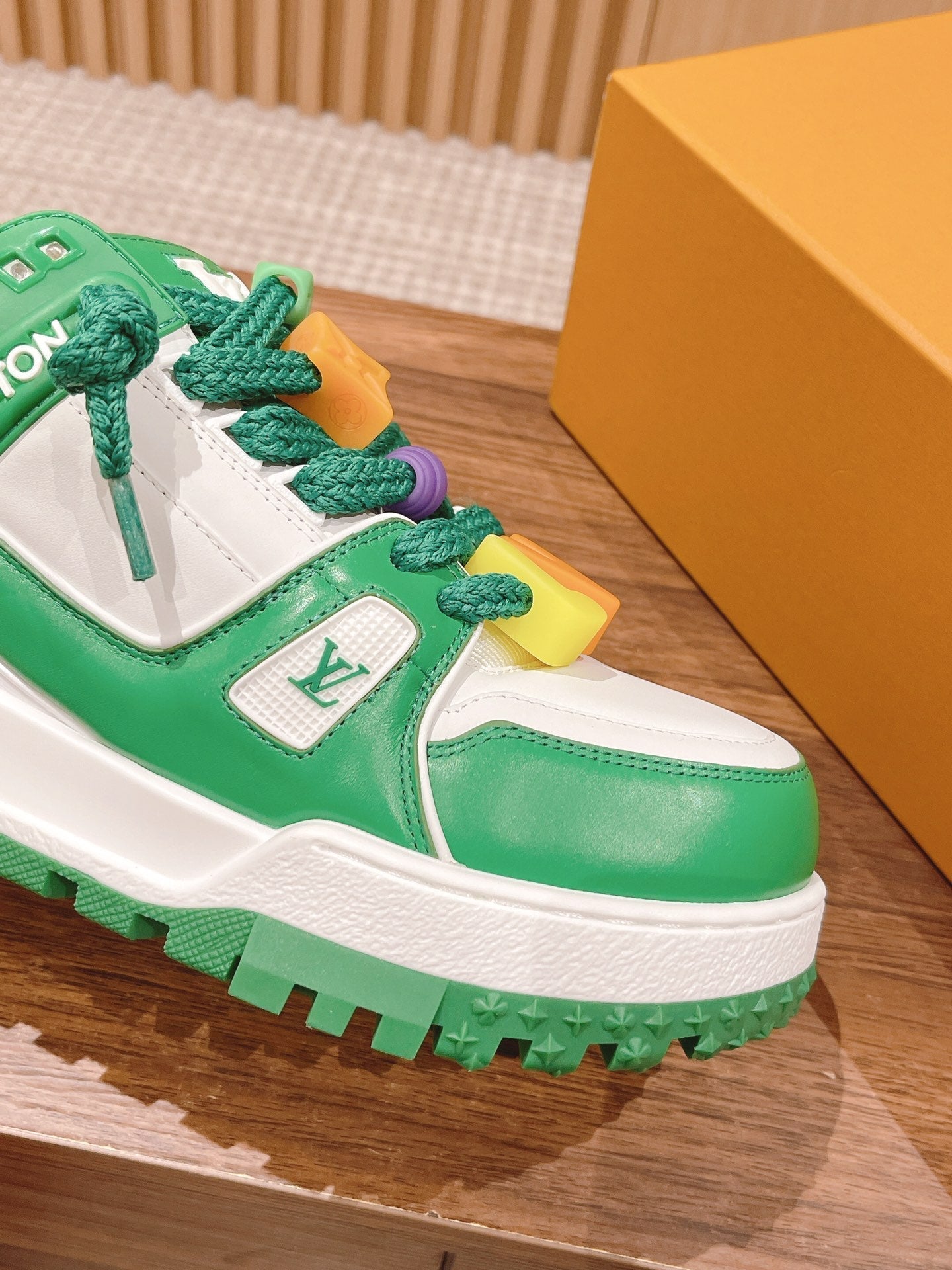 LV Trainer Maxi Sneaker White Mix Green Calfskin、mysite、Cacoeks