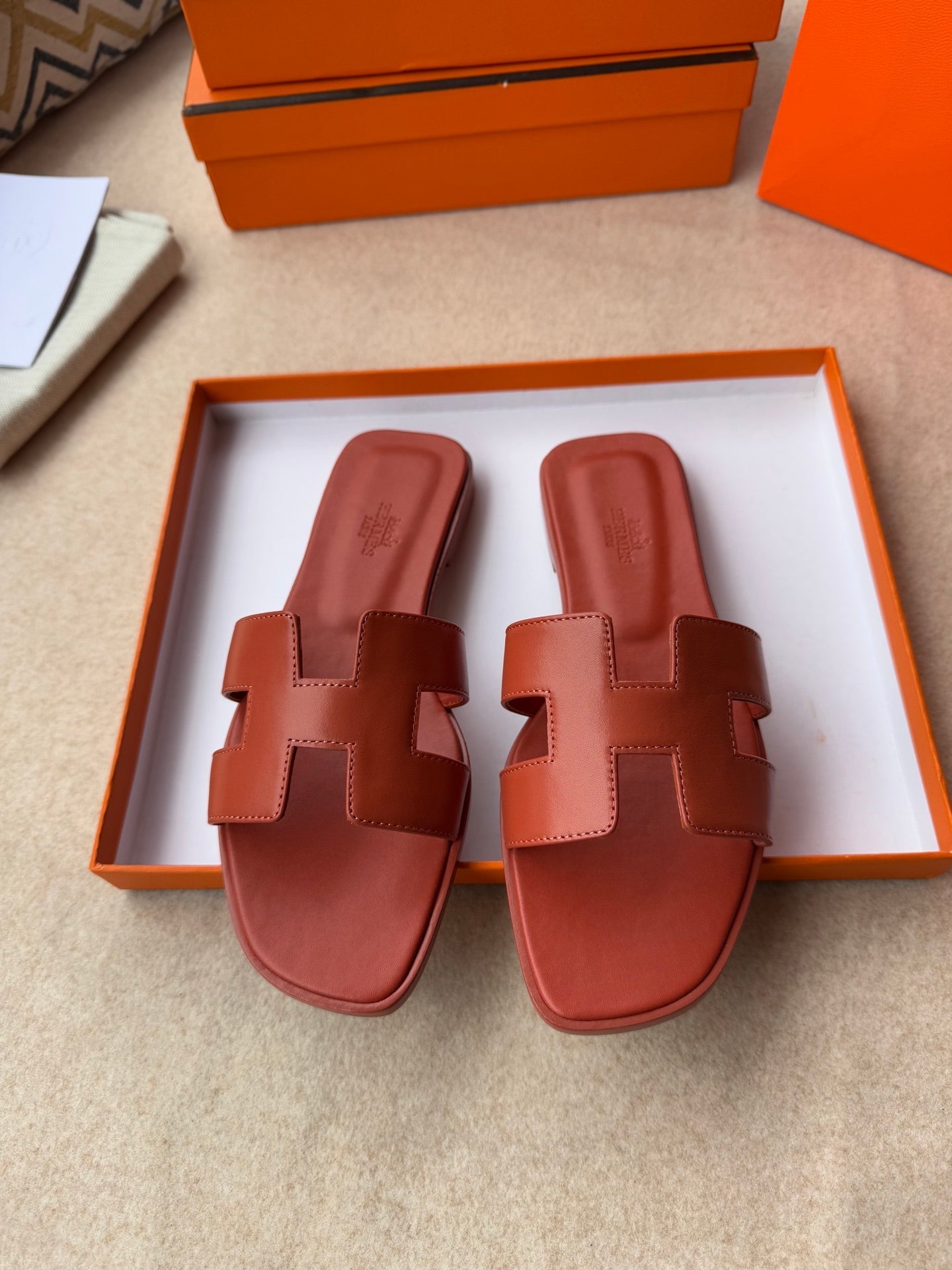 0RAN SANDALS IN GINGER ORANGE CALFSKIN、mysite、Cacoeks