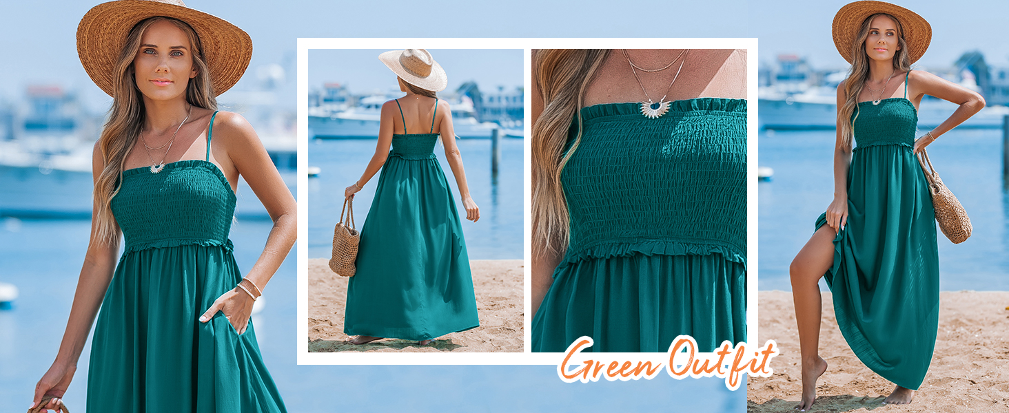 teal green maxi dress for women summer dress beach dress