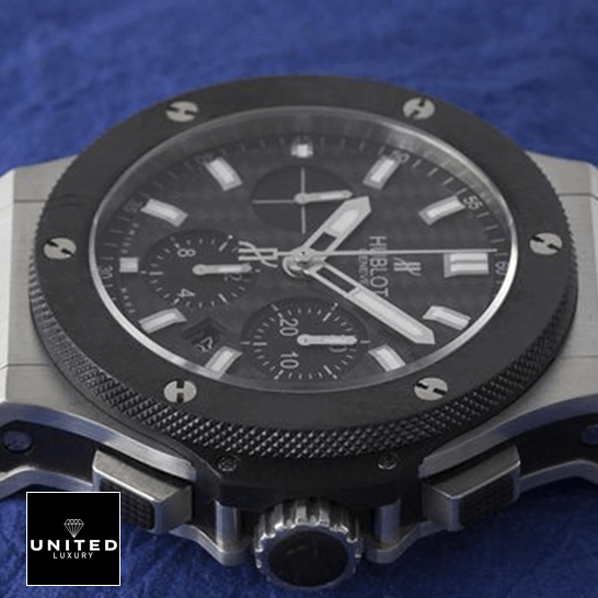 Hublot Big Bang Steel Ceramic Black Background Replica blue background