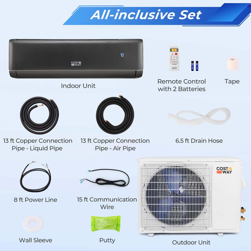 Eletriclife 22000 BTU 21 SEER2 208-230V Wifi Enabled Mini Split Air Conditioner and Heater Gray