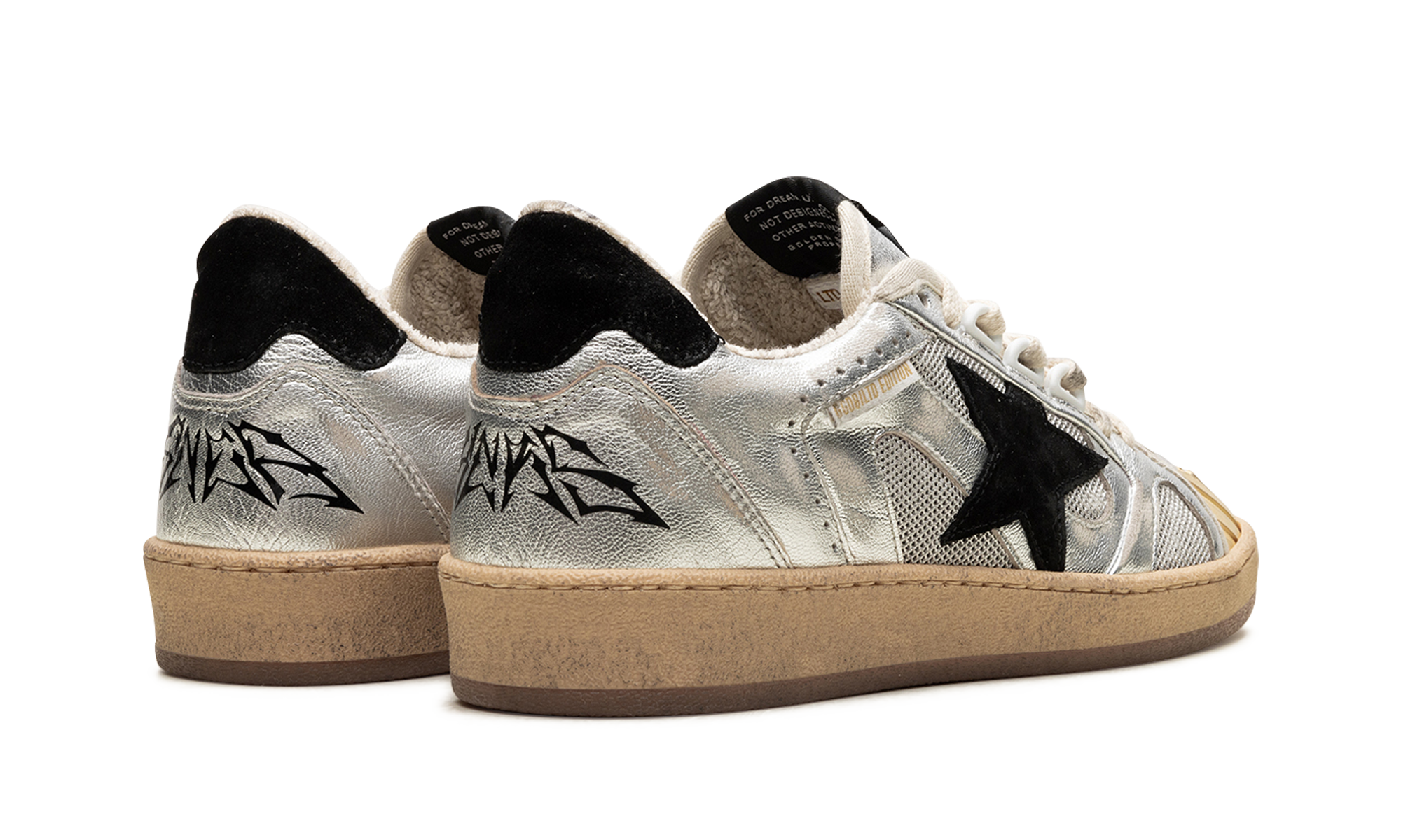 BALL STAR DOUBLE QUARTER WITH WAVES LAMINATED AND NET UPPER SUEDE STAR AND HEEL "SILVER BLACK"、mysite、Cacoeks