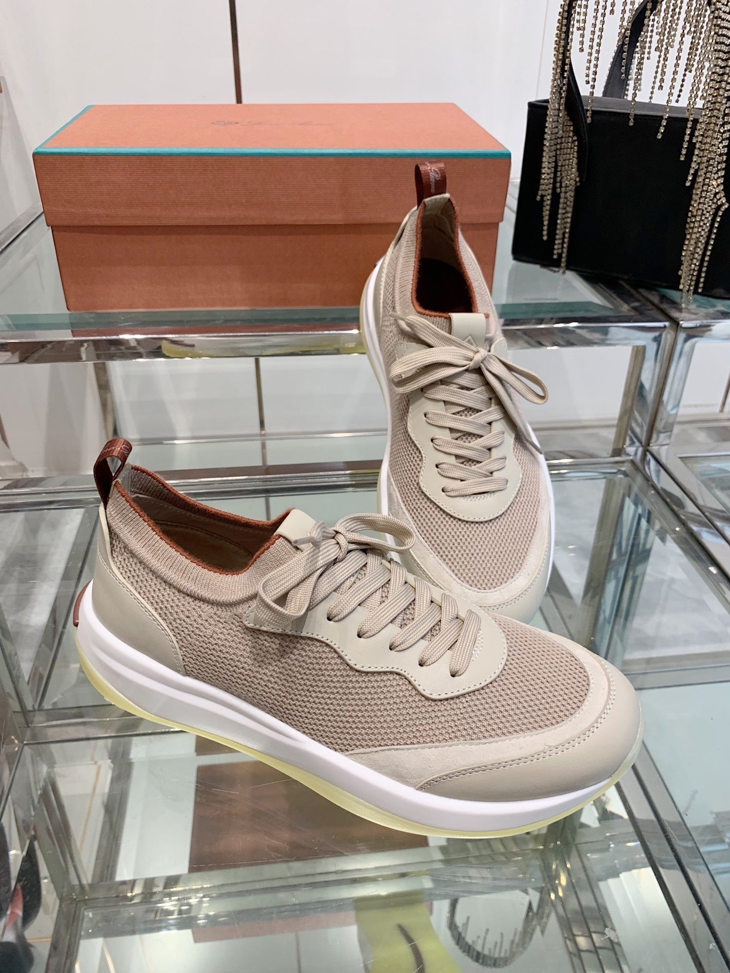 SNEAKER IN LIGHT PINK CANVAS MIX SUEDE WITH LAMBSKIN、mysite、Cacoeks