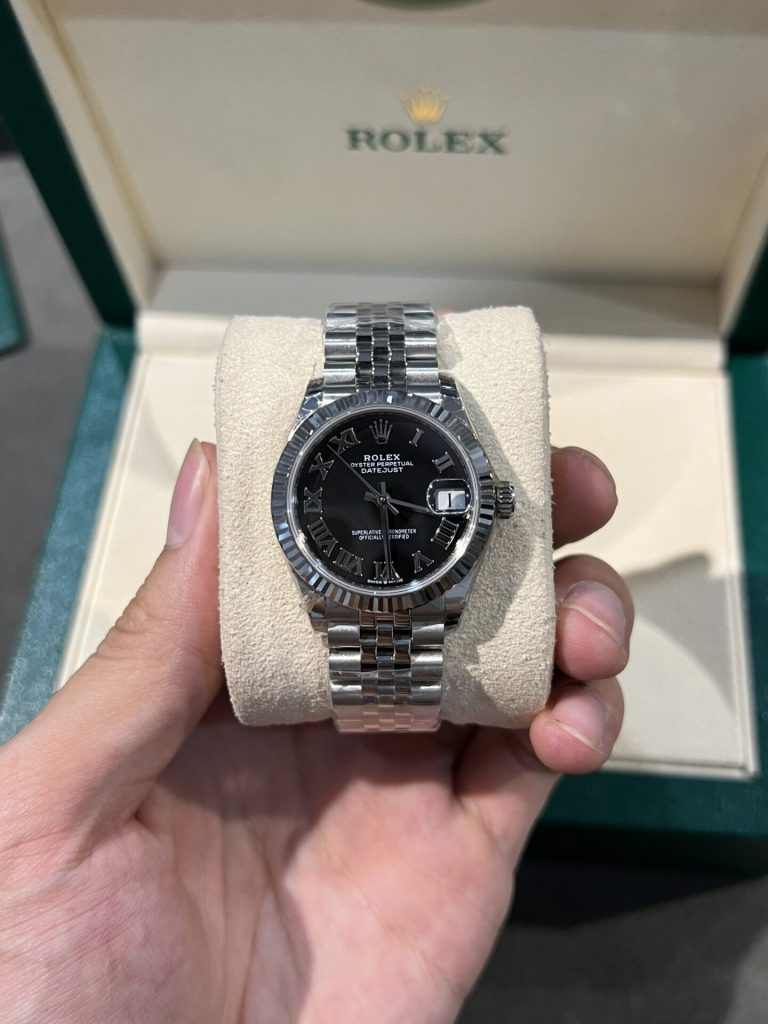 Đồng Hồ Nữ Đính Đá Rolex DateJust Super Fake Cọc Số La Mã 31mm (2)