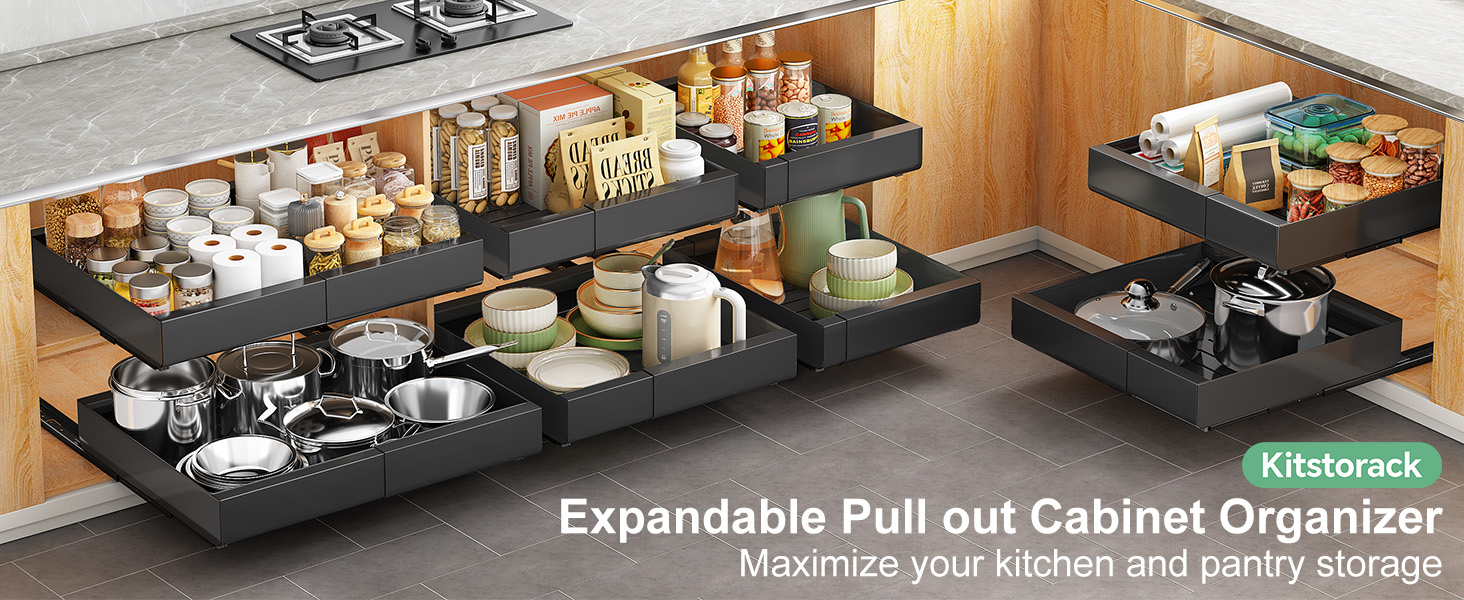 expandable pull out cabinet organizer