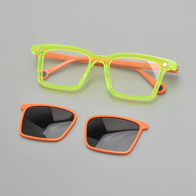Colorful Clip On Sunglass Titanium Eyeglasses Vintage Optical Glasses Spectacle Frame Prescritpion Lens  G2307