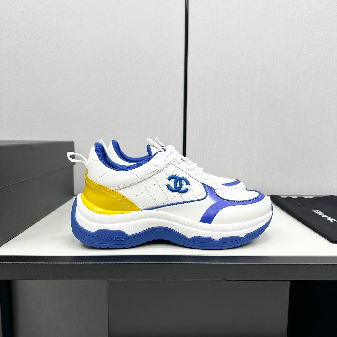 CC SNEAKER IN WHITE MIX COBALT BLUE EMBROIDERED LAMBSKIN、mysite、Cacoeks