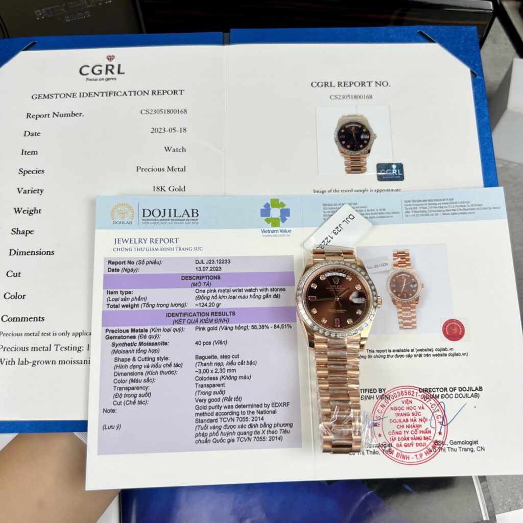 Đồng Hồ Rolex Day-Date Bọc Vàng Độ Kim Cương Moissanite Ruby Đỏ 40mm (2)