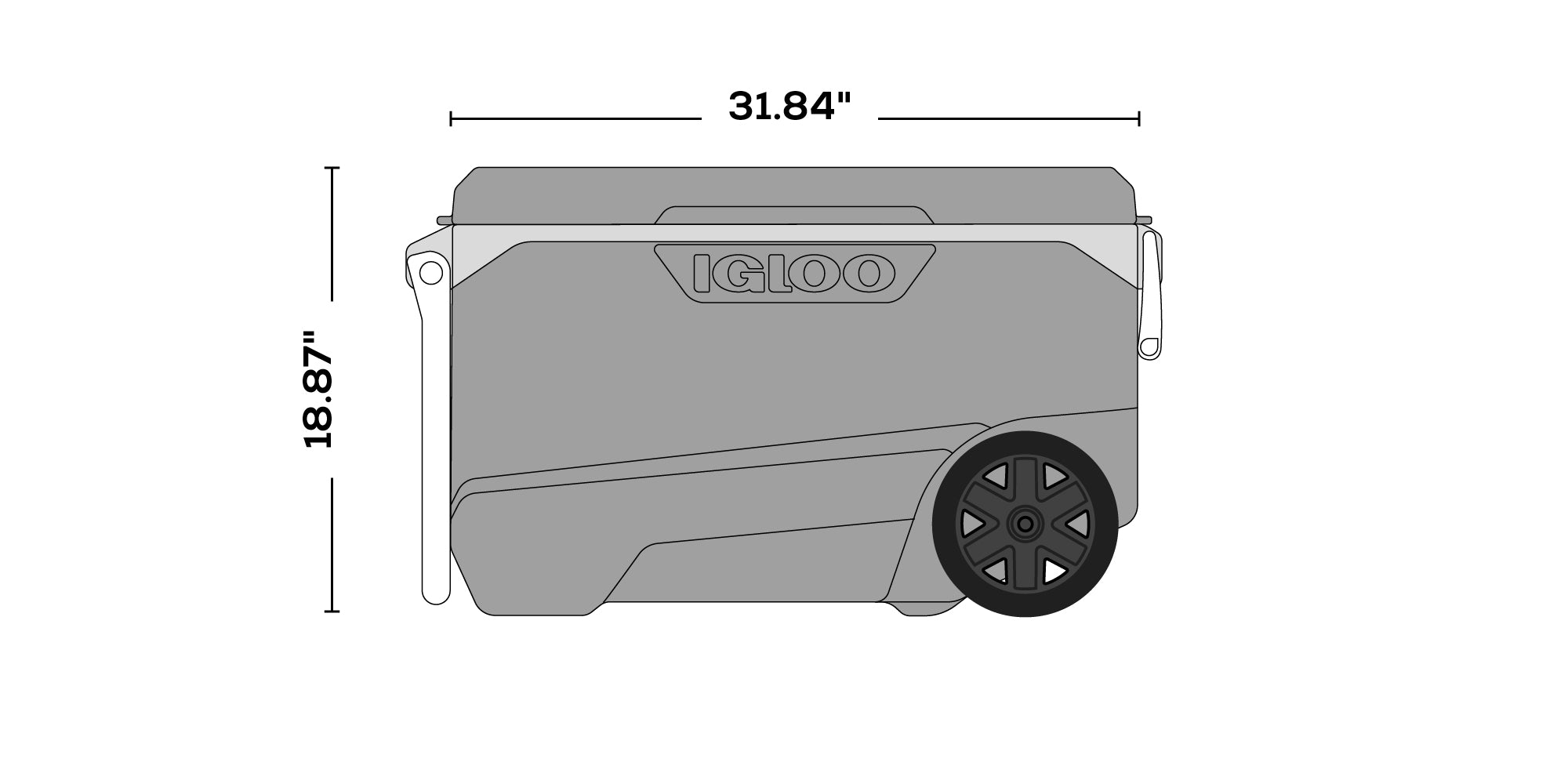 ECOCOOL Latitude 90 Qt Roller Cooler dimensions