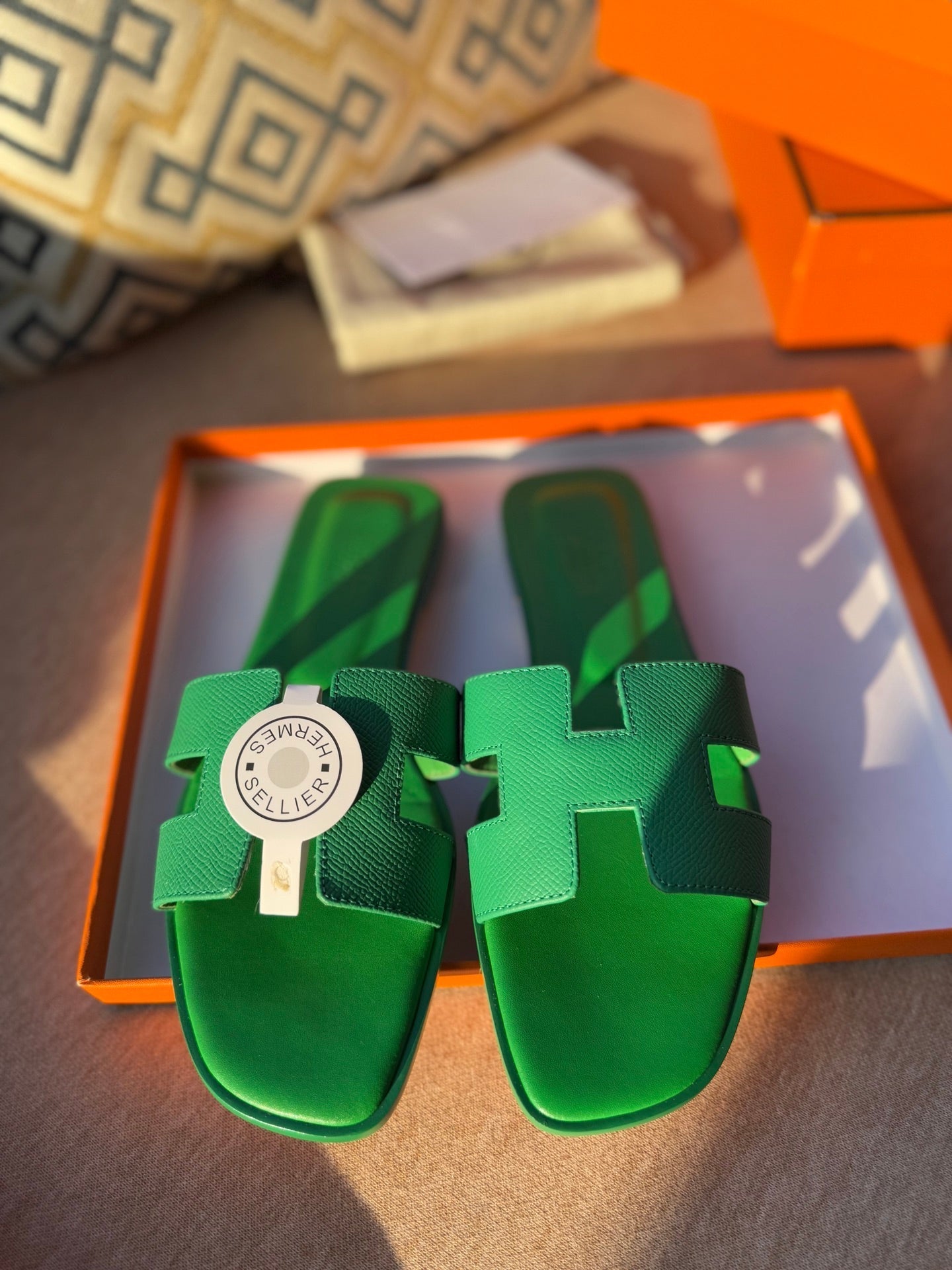 0RAN SANDALS IN SHAMROCK GREEN CALFSKIN、mysite、Cacoeks