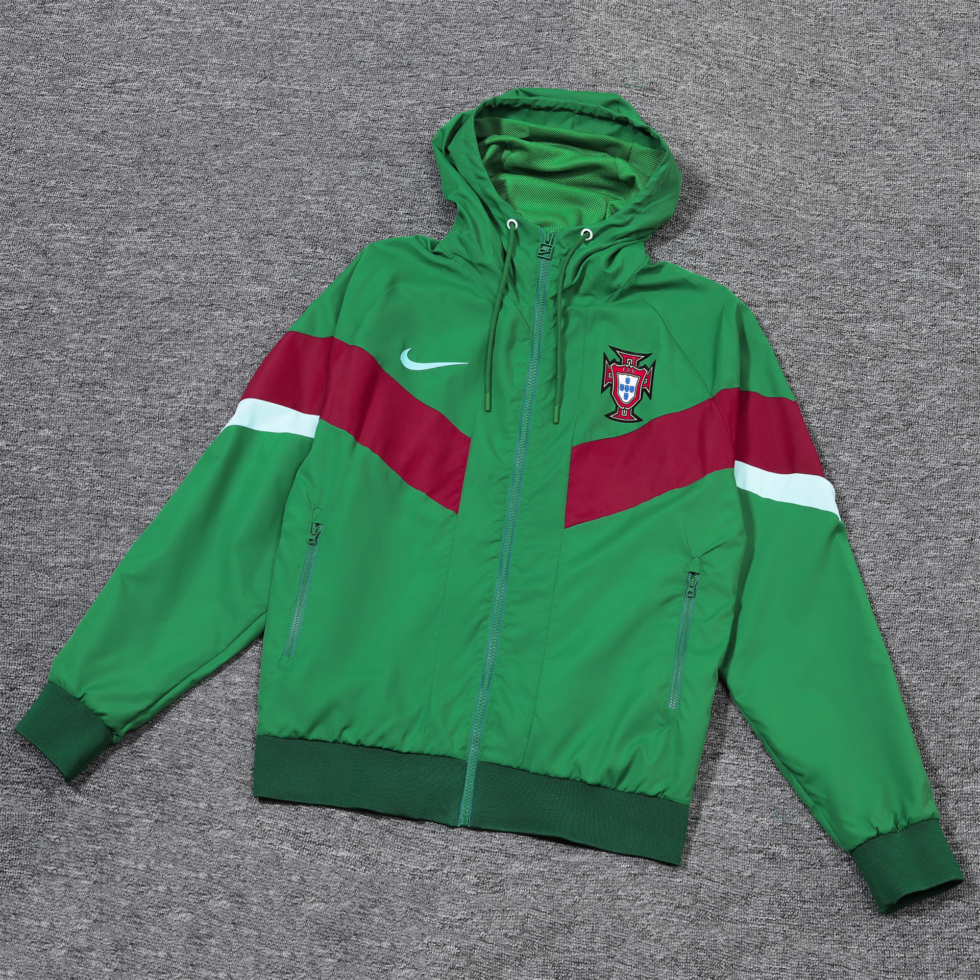 Higojerseys-Portugal 2024 National Team Anthem Green Hooded Windbreaker - Player Version