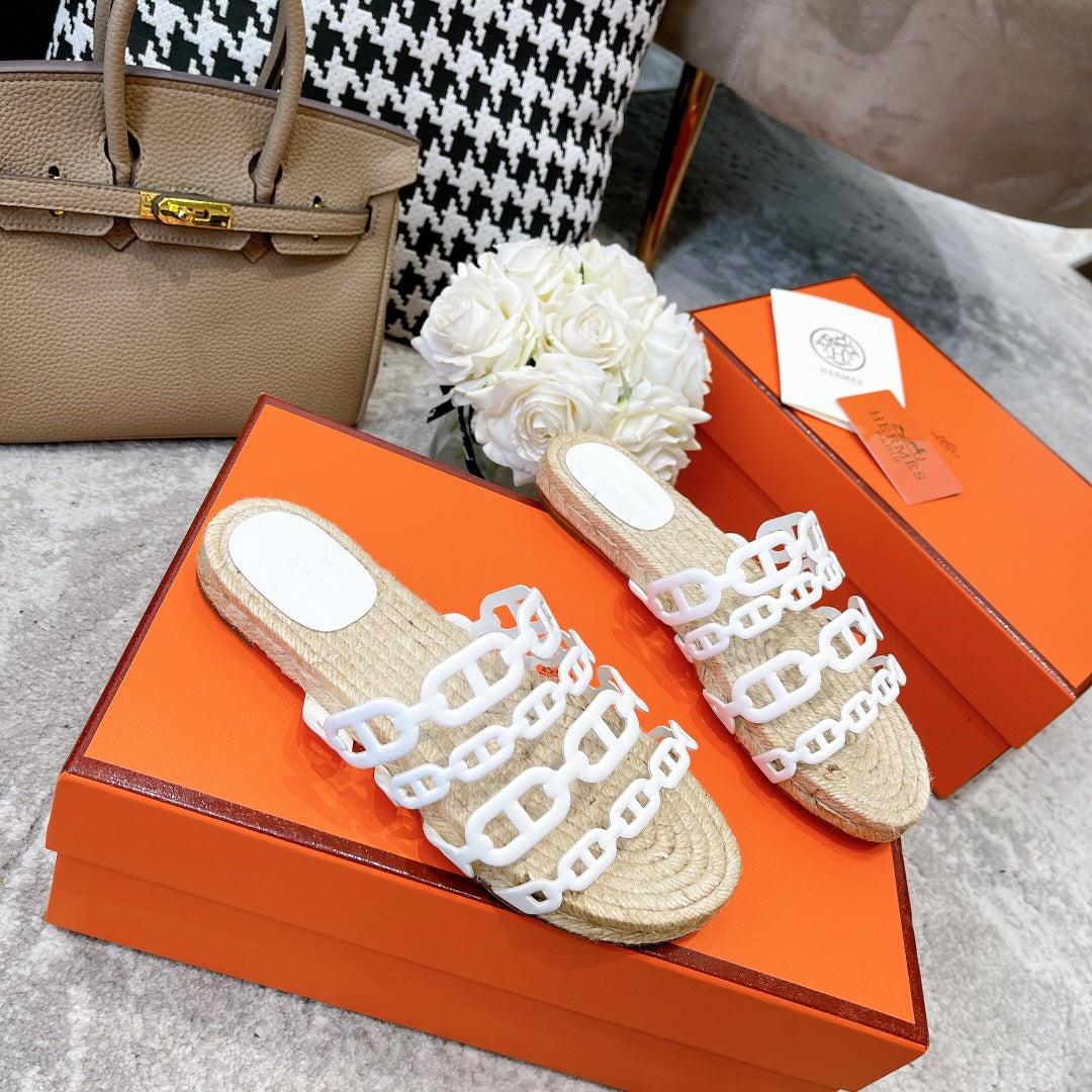 STRAW SOLE SLIPPERS WHITE LAMBSKIN、mysite、Cacoeks