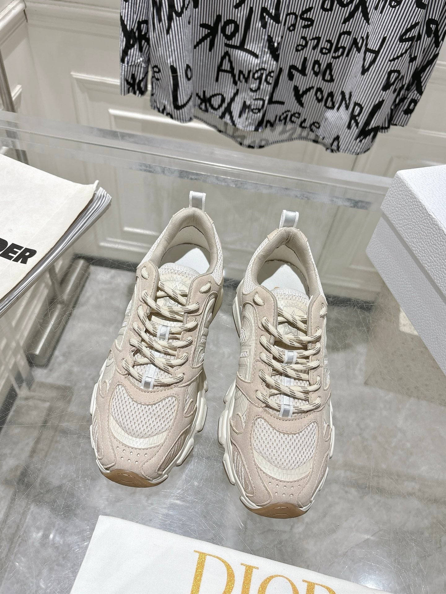 DIOR 25S CHRONO SNEAKER 45MM IN MESH WITH WHITE AND NUDE PINK CALFSKIN、mysite、Cacoeks