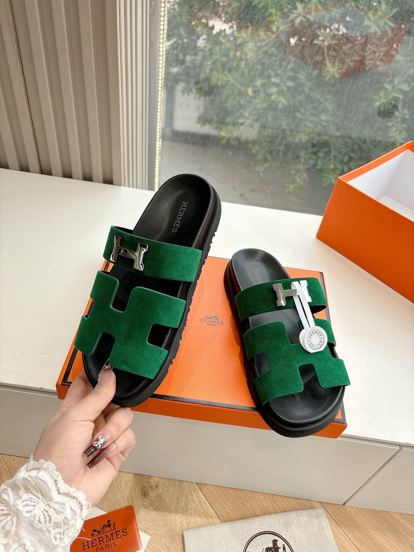 CHYPRE SANDAL IN PINE GREEN SUEDE、mysite、Cacoeks