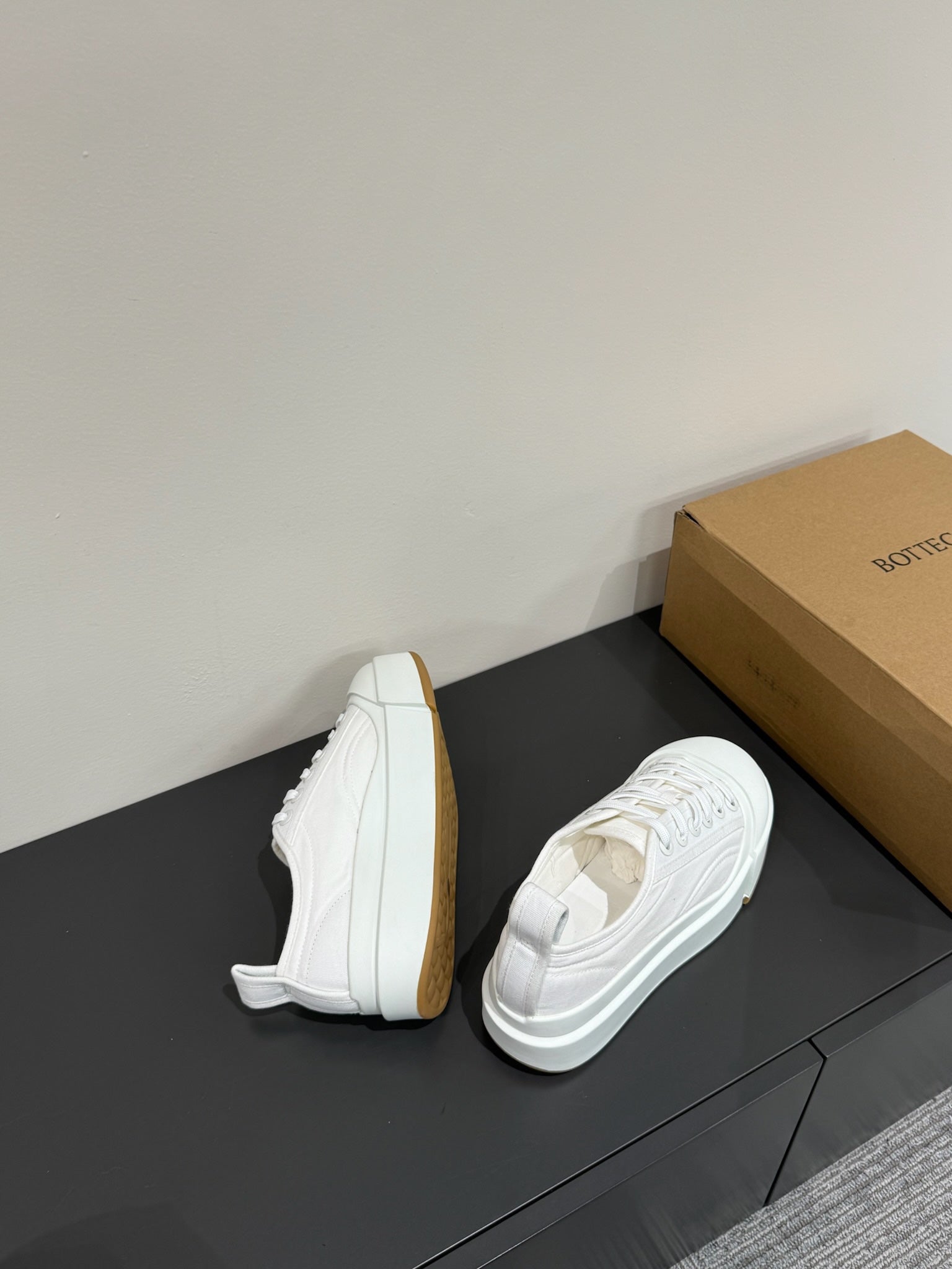 VULCAN PLATFORM SNEAKER IN WHITE CANVAS AND LAMBSKIN、mysite、Cacoeks