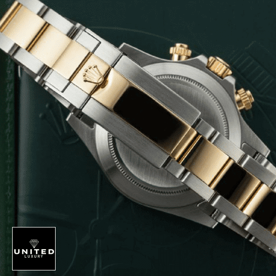 Rolex Daytona Yellow Gold Replica 5 Rolex Daytona 116508-0004 Two Tone Oyster Bracelet Replica Fold Clasp on the Rolex Logo