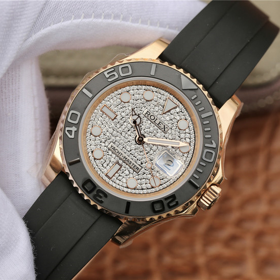 brand Yacht Master 1 Golden Diamond Dial Rubber Strap 40mm luxury watch for sale – NeveReL
