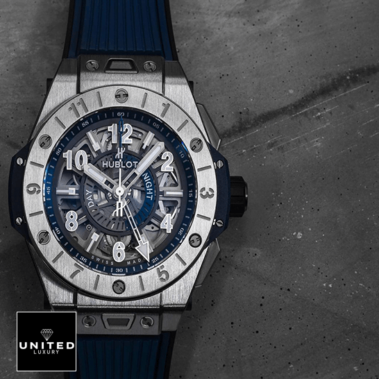 Hublot Big Bang Unico GMT 3 Blue Replica grey background
