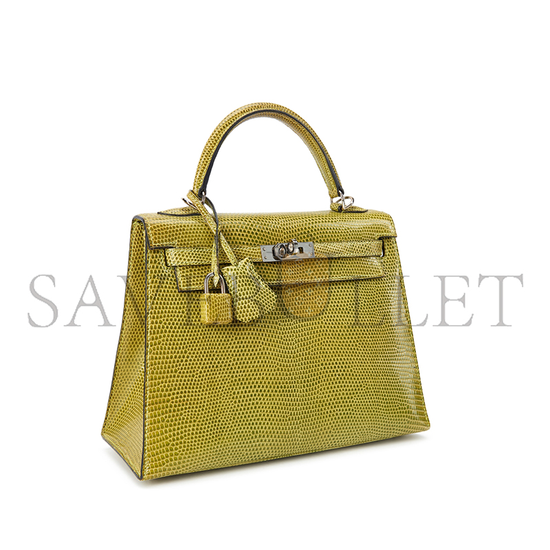 HERM�S MASTER KELLY 28 LIZARD SKIN ANISE GREEN GOLD BUCKLE HARDWARE (28*22*10cm) 