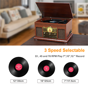 3-SPEED BELT DRIVEN TURNTABLE