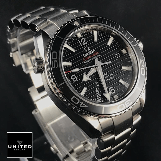 Omega Seamaster Planet Ocean Black Dial Steel Bracelet Replica black background