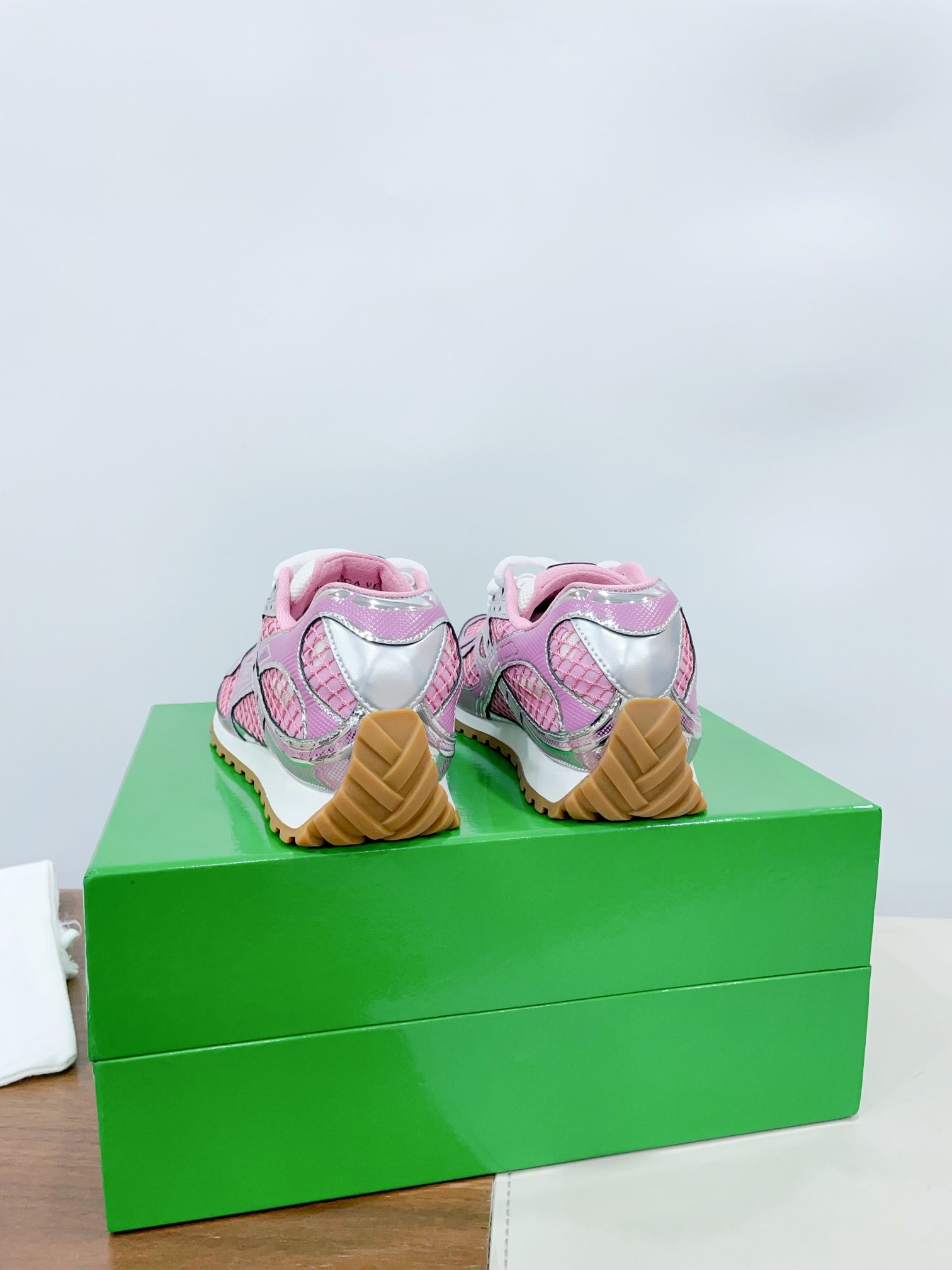 ORBIT SNEAKER IN BLUSH PINK TECHNICAL FABRIC AND METALLIC MESH、mysite、Cacoeks