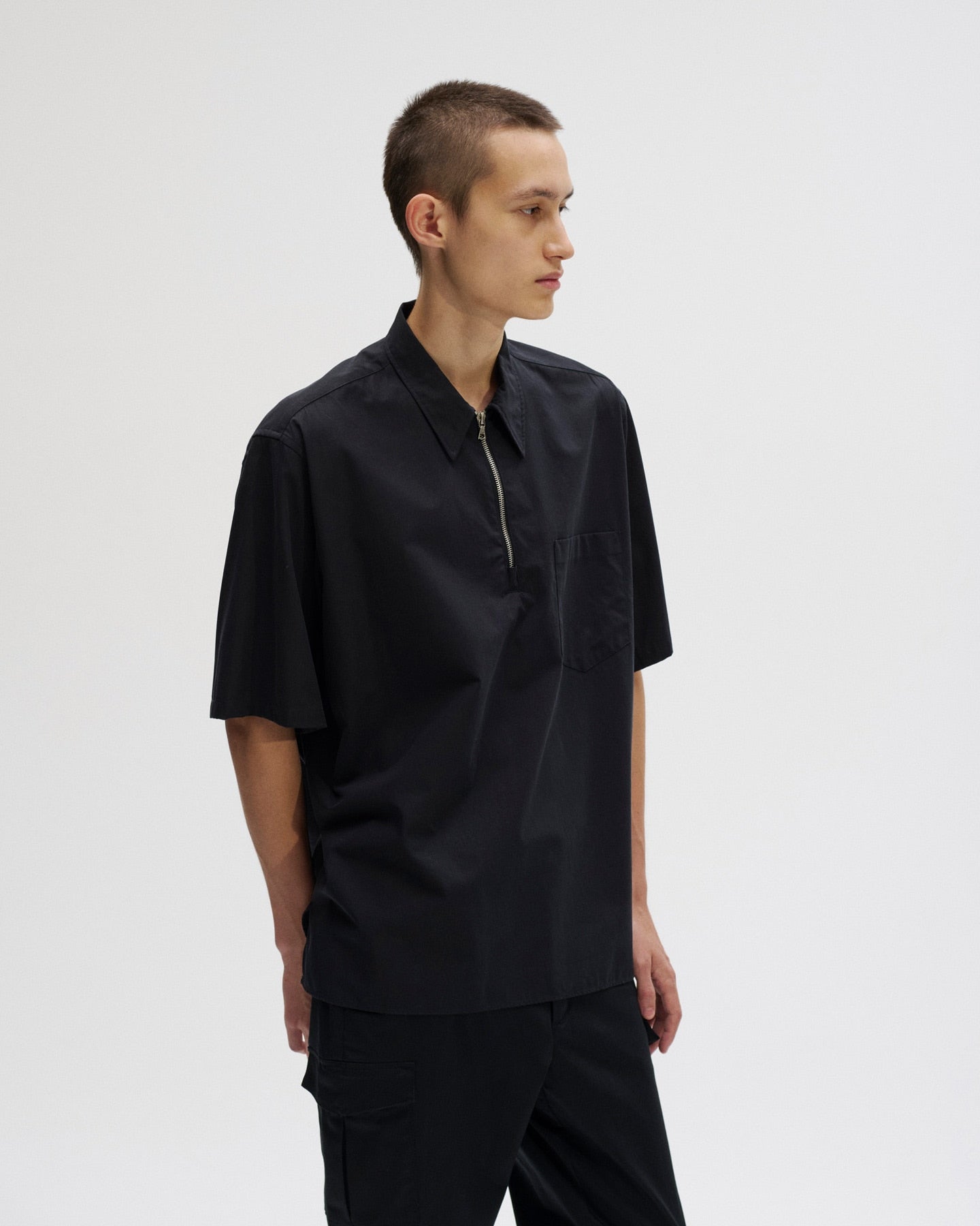 SOPHNET. 25S/S ORGANIC COTTON HALF ZIP S/S SHIRT  SOPH-250031 