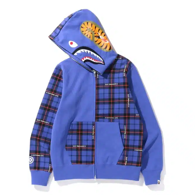 Bape Logo Check Shark Full Zipper Hoodie、mysite、Cacoeks