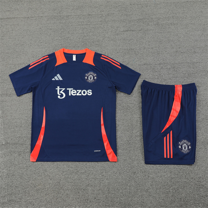 ManixJersey.com | Manchester United 24-25 Short-Sleeve Training Kids Kit - Deep Blue -Customize Name, Number and Patch | Worldwide Shipping