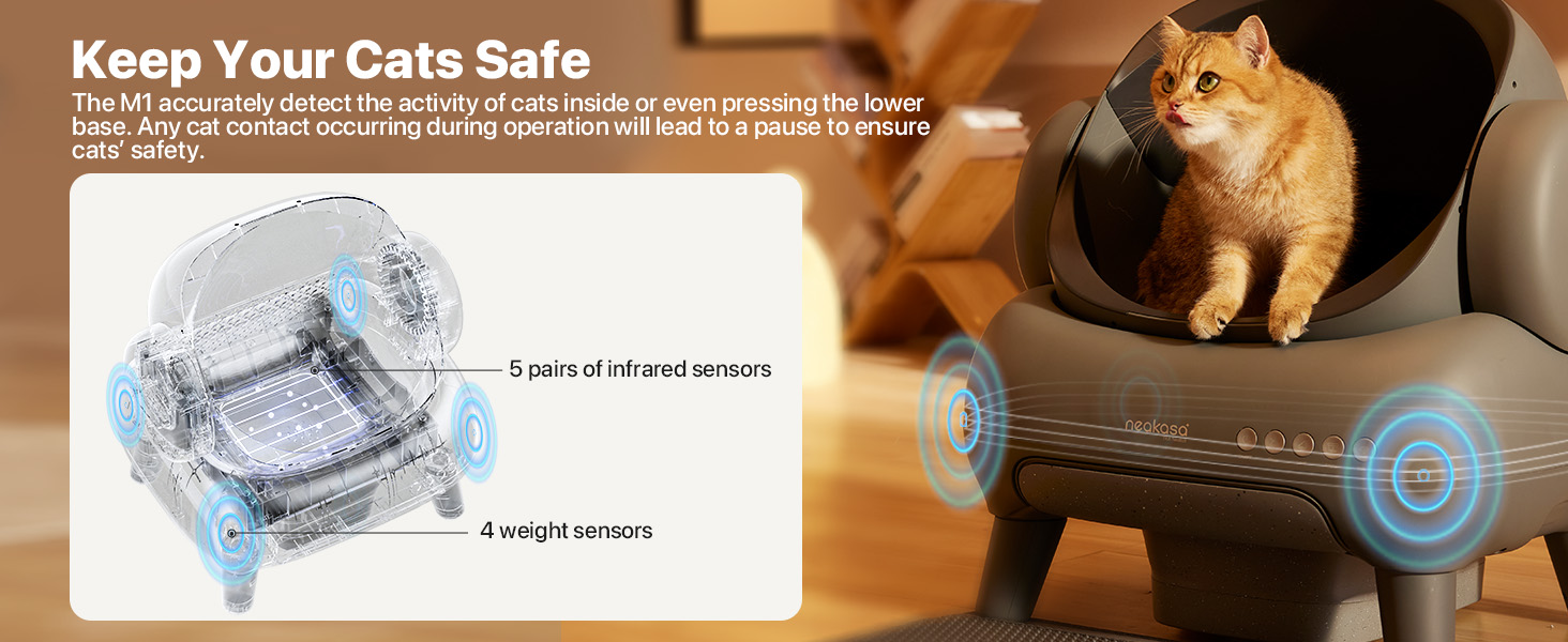 The M1 is equipped with 5 pairs of infrared sensors and 4 weight sensors