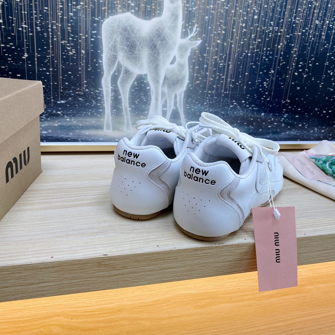 NB White and Gray Sneakers Cowhide、mysite、Cacoeks